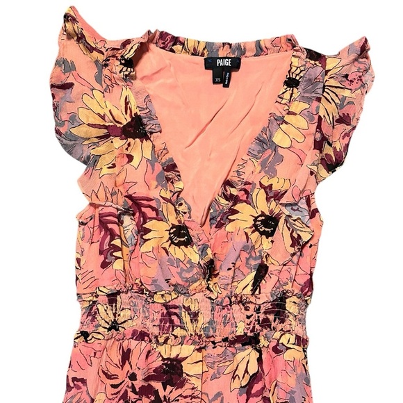 Paige Katharina Floral Smocked-Waist Midi Dress XS - Picture 3 of 7